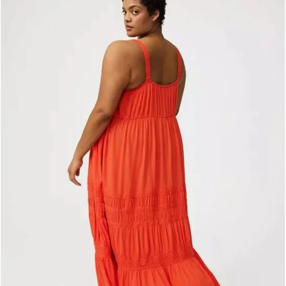 TORRID Red Lace Inset Maxi Dress 3X - Picture 3 of 6